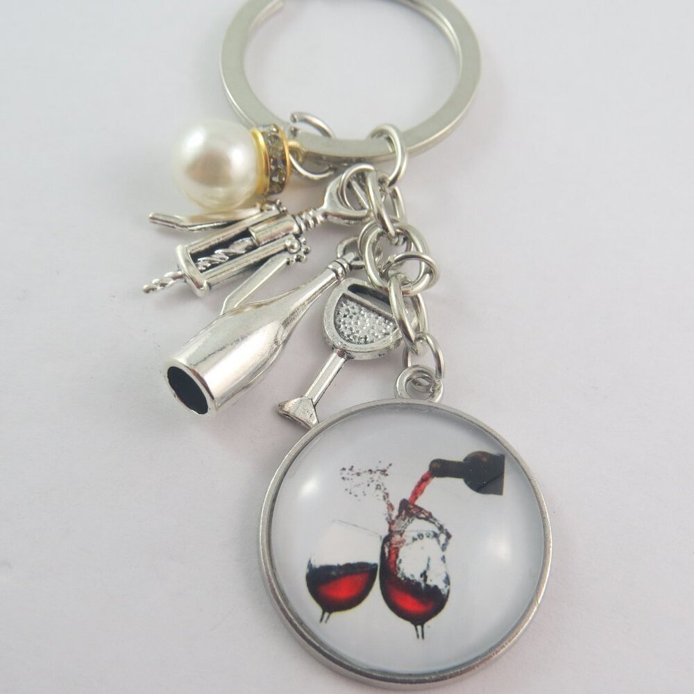 Wine Keychain Wine Lover Gift for Woman or Girl Wine Glass Charm Key Ring